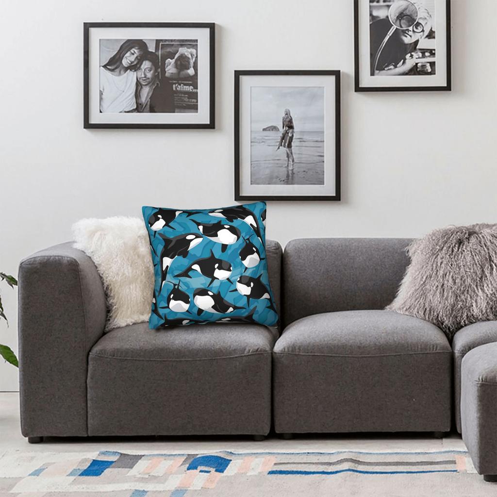 Orca Whale Patterns Pillow Case Comfy Pillow Cover For Sofa Car Home Decor Morden Cushion Cover