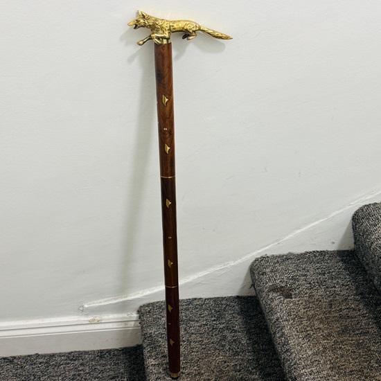 93.98 cm Brass Handle Sticks Fox Collectible wooden walking stick cane Gift for Father, Mother