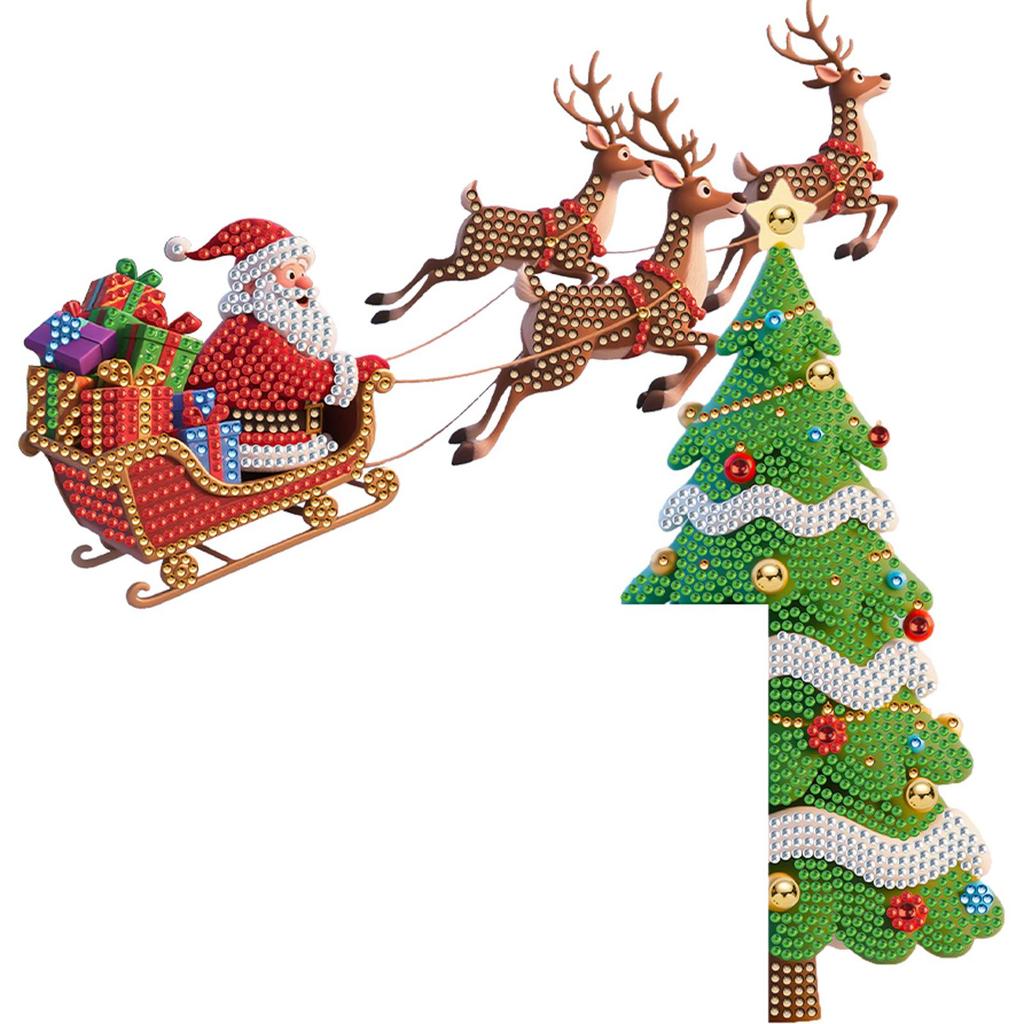 DIY Weihnachten Diamantkunst Tür Eckanhänger Diamantkunst Set Türrahmen Hängedekor Dekorative PVC Türanhänger für Hausgestaltung