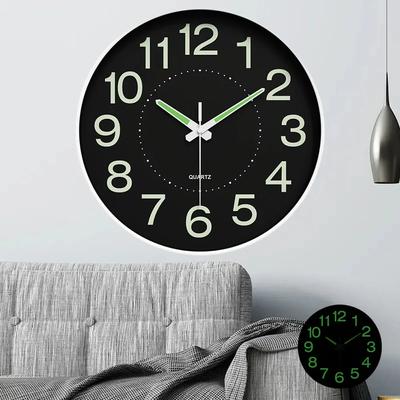 10 Inch Circular Minimalist and Fashionable Luminous Wall Clock Living Room Decoration Silent and Punch Free Wall Clock 3d