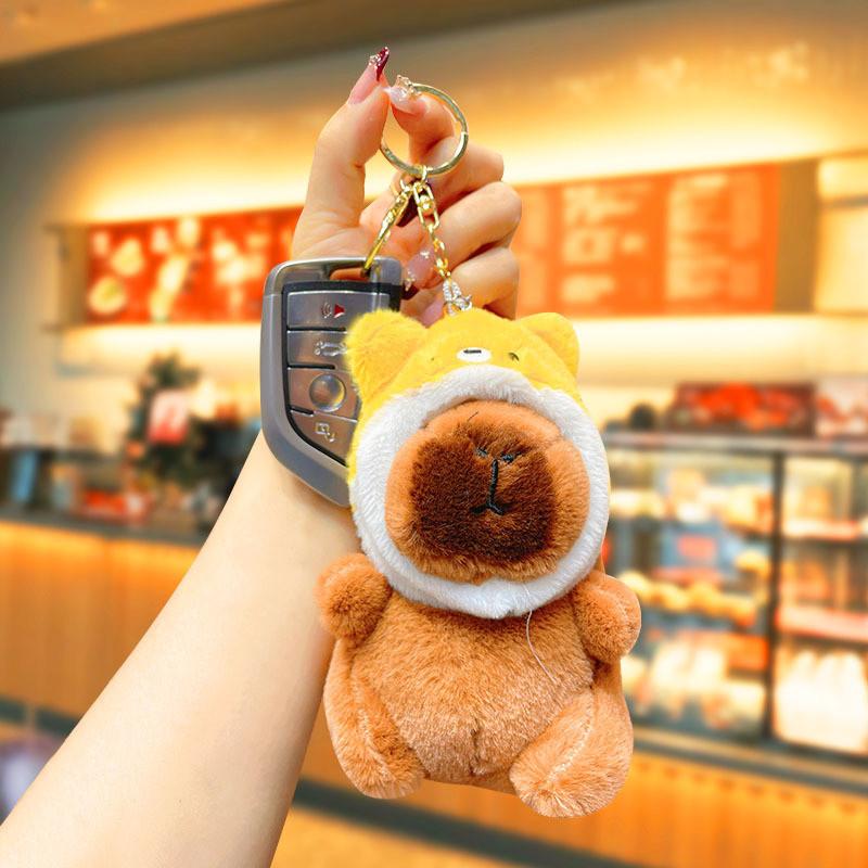 Cute Plush Capybara Keychain Pendant Ornament Wholesale Backpack Car Key Ring Doll