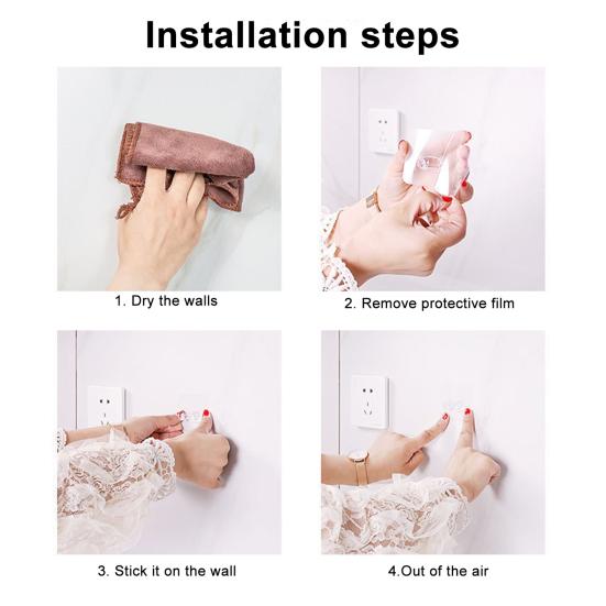 10/20Pcs Wall Mounted Storage Hooks Cord Holder Transparent Easy to Install Adhesive