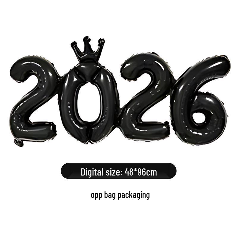 2026 Digitální Nový rok Korunový Kombinéza & Balónová Párty Dekorace Sada