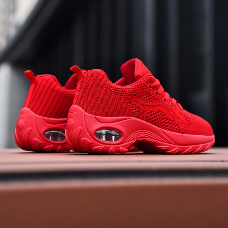 Atmungsaktive, gewebte Sommerschuhe für Damen mit dicker Sohle, Luftpolsterung und weicher Sohle, bequeme Freizeitschuhe für Damen, Reiseschuhe, hochelastische und komfortable Sportschuhe