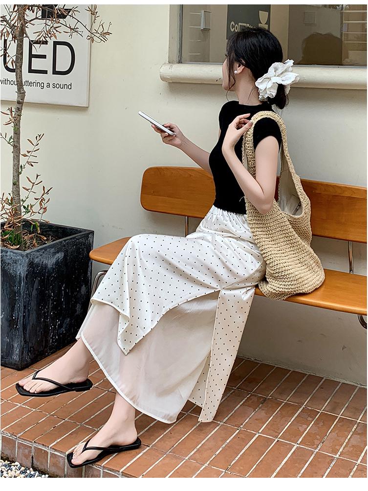 Polka Dot Satin A-line Midi Skirt - Spring/Summer 2026 Arrival
