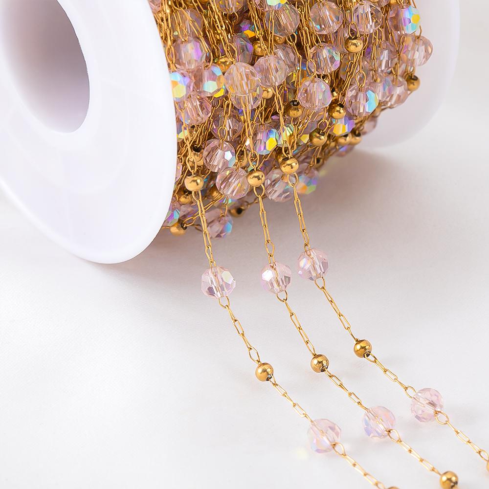 0.5meter 1meter Irregular Stone Beaded Chain Stainless Steel Elegant Necklaces Chains Boho Handmade Bracelets DIY Jewelry Making