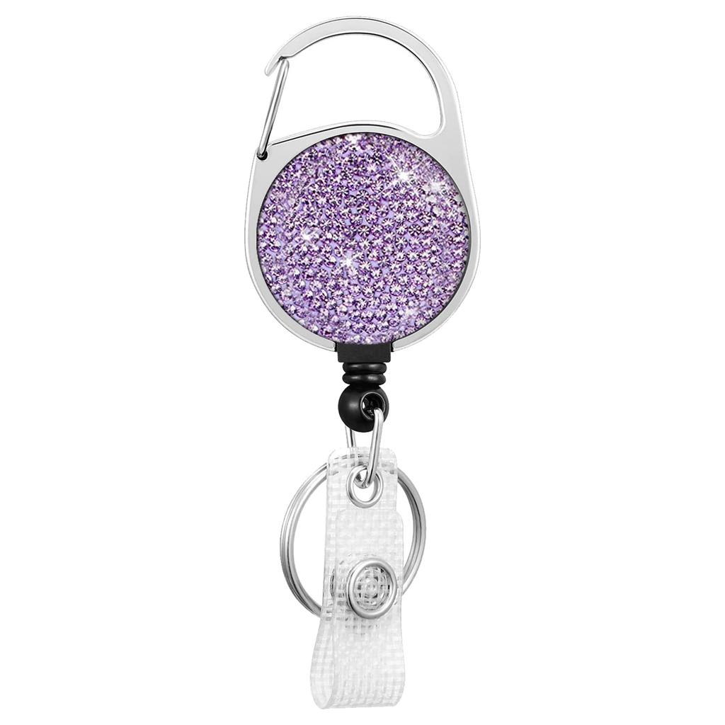 Retractables Keyring Wire Rope Rhinestones Badges Holder Antitheft Buckle Rope Outdoor Retractables Keychains