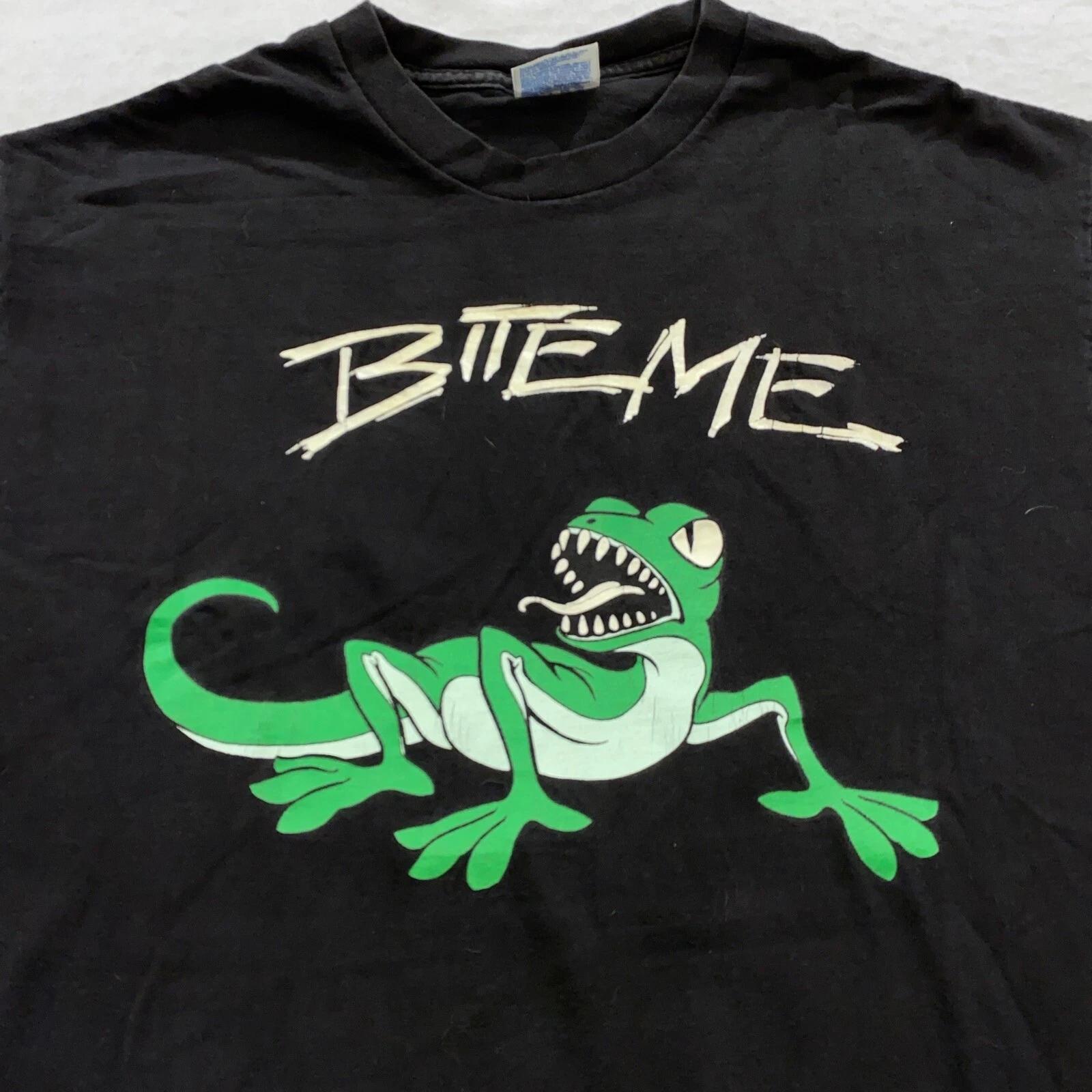 

винтажная футболка 90-х BITE ME LIZARD CARTOON ORLANDO FLORIDA MEDIUM/LARGE мягкая S