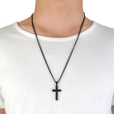 Stainless Steel Cross Necklace for Men Women Religious Pendant Chain Jewelry Gift Fashion Unisex Accessories Trendy