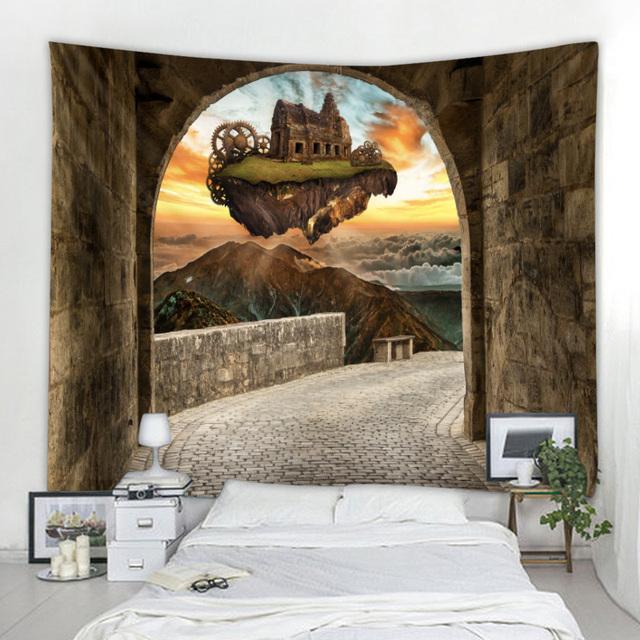Rock Cave Sunrise 3d Printing Tapestry Reef Rock Cave Sea View Wall Hanging Living Room Bedroom Hall Tapestry Mural 6 Sizes