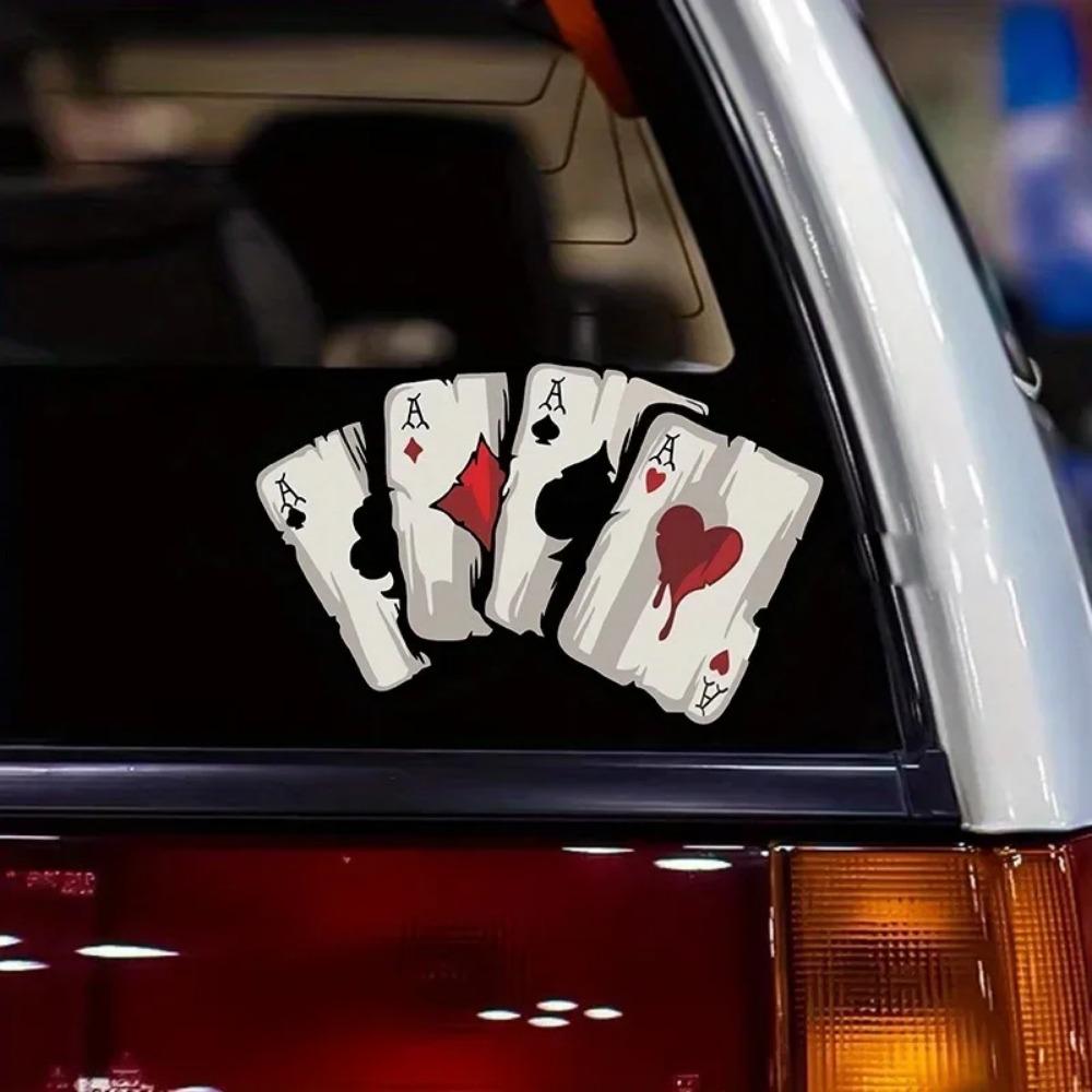 Poker Spades A Pattern Motorcycle Decals, Motocross Fuel Tank Cafe Racer Body Car Windows Funny Decoration Playing Card Stickers