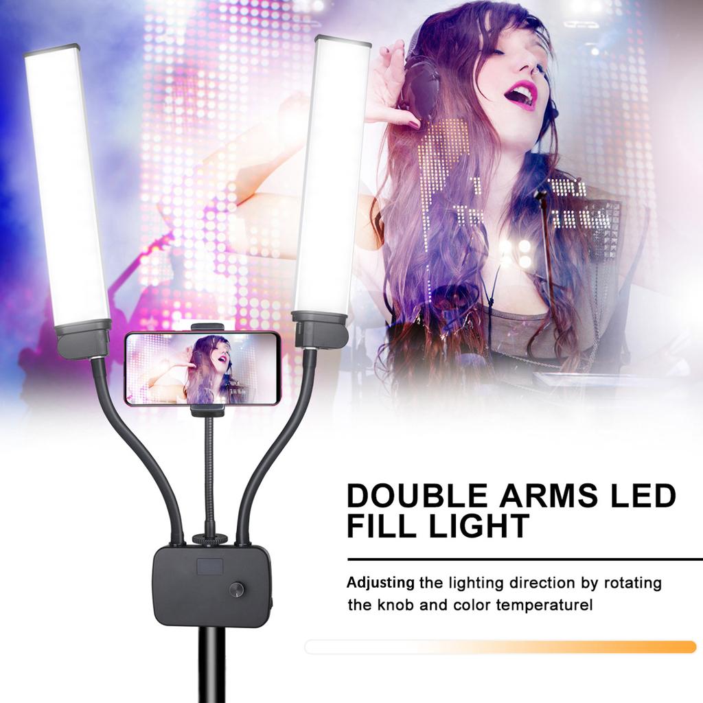 45W Dual-arm Fill Light Tri-color Beauty Light Multi-angle Rotatable Hose Tube Design 224pcs Beads