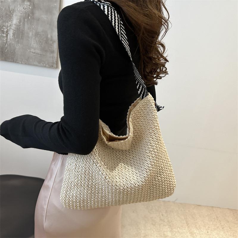 Chic Large Capacity Woven Shoulder Tote Bag For Women Perfect For Summer Outings