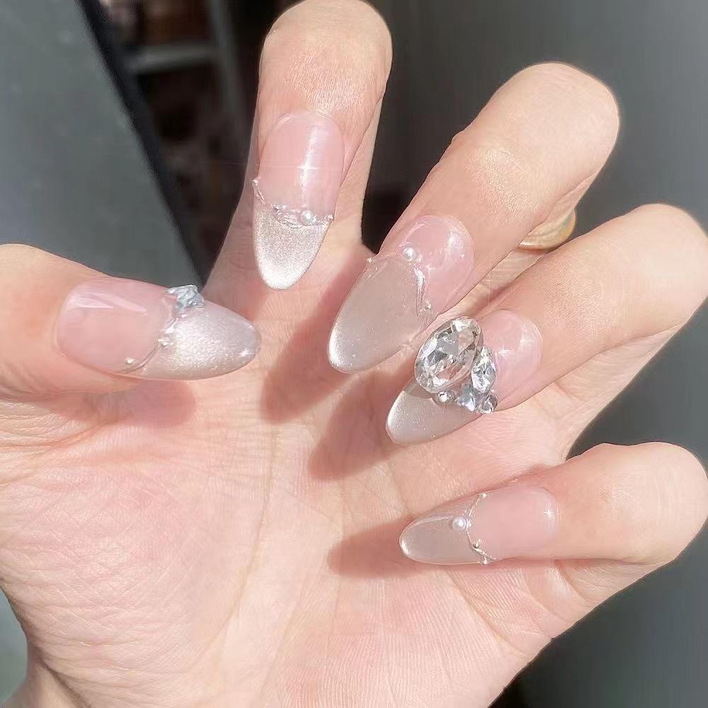 

Seine River Nude Cat Eye Press-On Nails - Handmade Elegant Gel Manicure Extra Small Hands