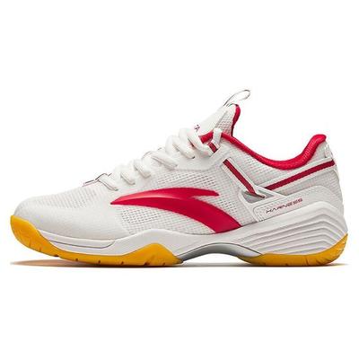 Shock Absorbing Wear Resistant Low Top Badminton Shoes Women Sneaker White Red 922424401-3