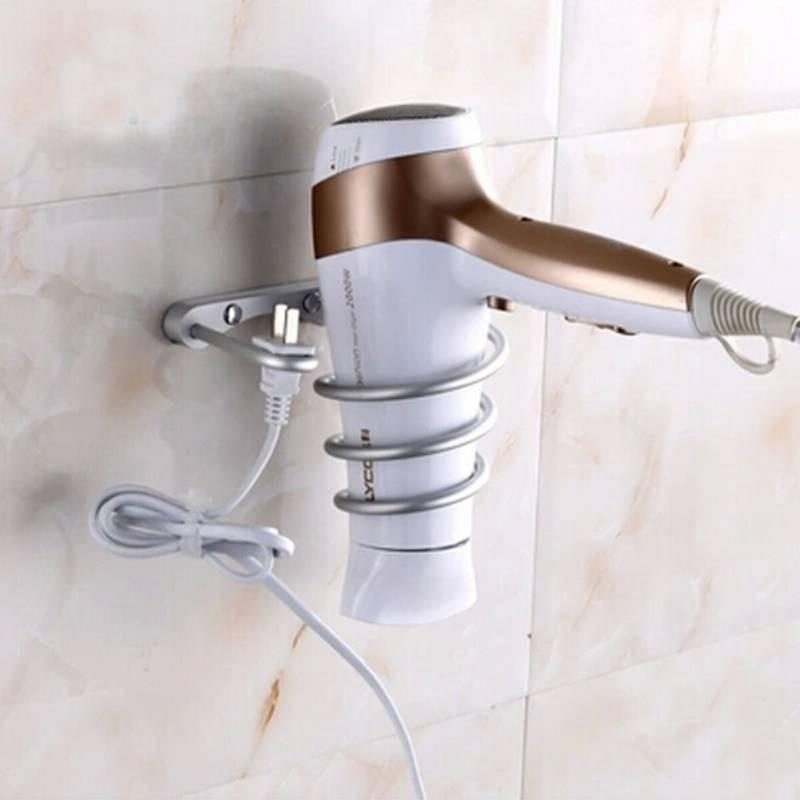 Hair Spiral Blow Dryer Stand Flat Holder Wall Mounted Hang Organizer Supplies