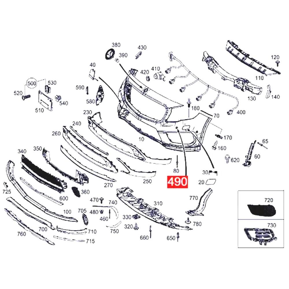 Front Bumper Park Assist Sensor Cover Cap for Mercedes-Benz GLS (X166) 2015-