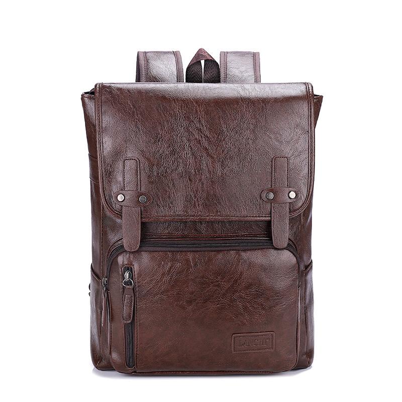 

Li Shen Men s PU Leather Business Commuter Laptop Backpack