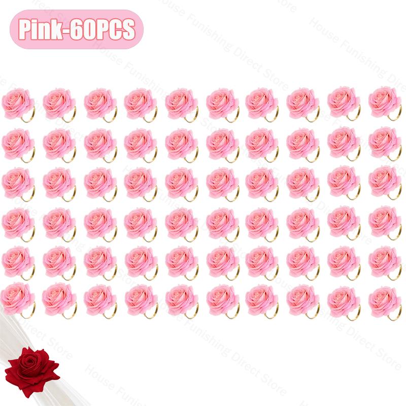 2025 New Valentine's Day Napkin Rings Rose Metal Napkin Rings Faux Flower Napkin Rings Wedding Banquet Birthday Decoration
