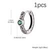 Vintage Karakusa Pattern Hoop Earrings for Men, Shiny Green Zircon Stone Metal Huggies Hoop Earring,Piercing Jewelry Gifts