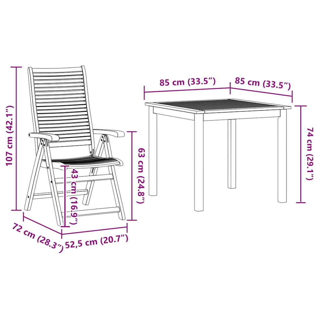 Garden Dining Set 5 pcs Brown Solid Acacia Wood