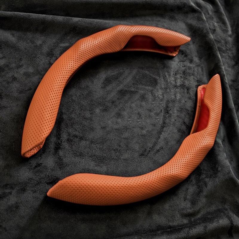 2Pcs Carbon Fiber Silicone Car Steering Wheel Cover Anti-Skid Booster Cover Accessories 38Cm Auto Deco Body Kit