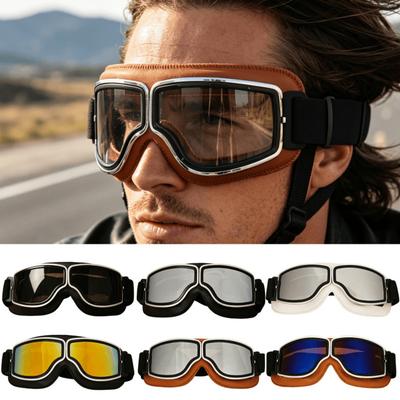 Motorcycle Riding Goggles, Ski Goggles, Retro Helmet Goggles, Windproof and Sandproof Eyewear, Sports and Outdoor Eyewear