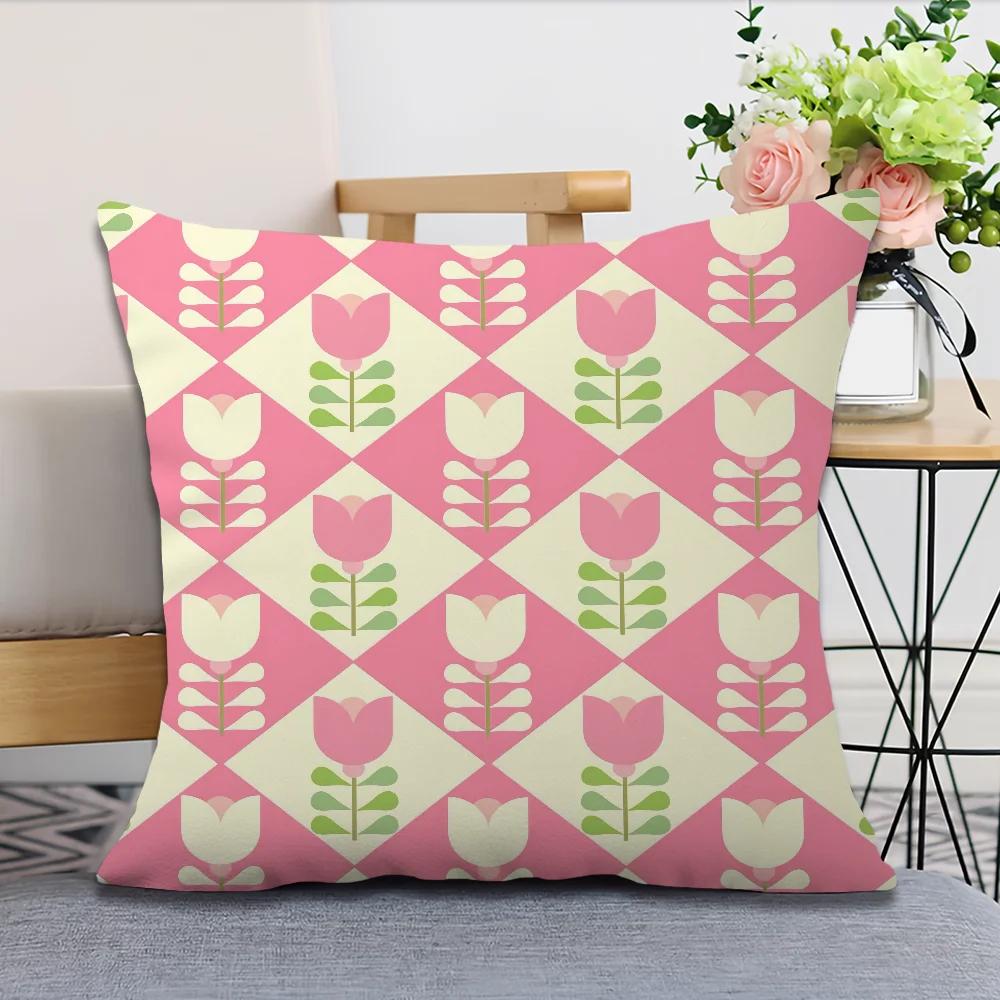 Flowers Soft Comfortable Cute Pillow Case Nordic For Sofa Living Room Home Office Decor Protective Style Tulip Covers