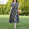 Plus Size Elegant Women's Summer Dress Vintage Clothes Short Sleeve Loose Long Dresses