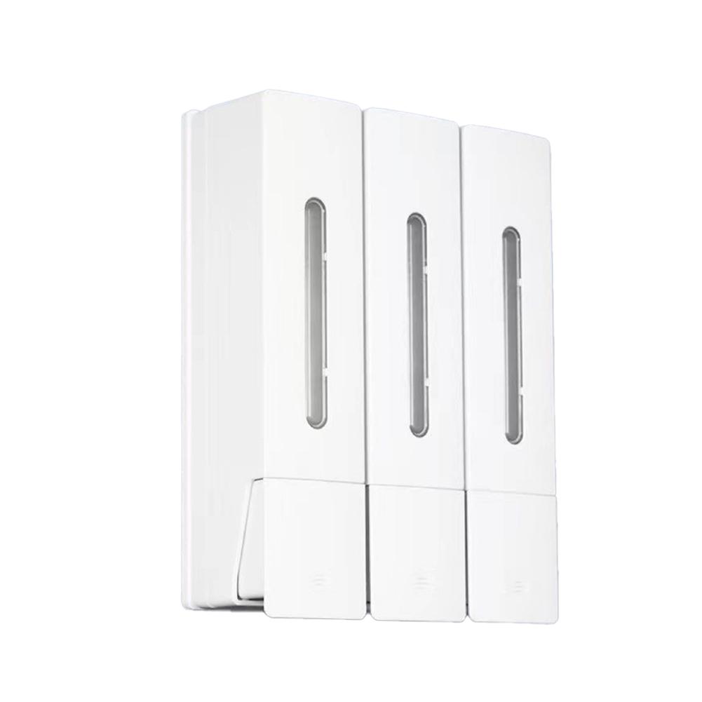 

ABS Press Soap Dispenser 3 Chamber Wall Mount Hair Washing Dispenser 400ML Bathroom Soap Dispenser Hair Washing білий