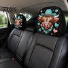 Car Seat Headrest Covers for Men Women 2Pcs Halloween Covers, Scottish Highland Cow Face Easy Install Vehicle Protector, Breathable Auto Decor