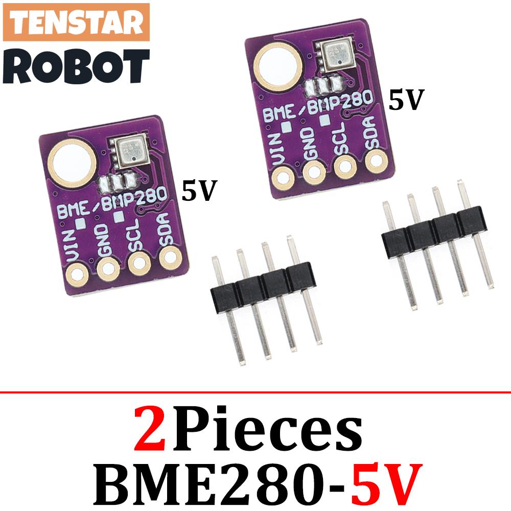 TENSTAR 2pcs BME280 3.3V 5V Digital Barometric Pressure Altitude Sensor I2C/SPI High Precision And Humidity Temperature Module