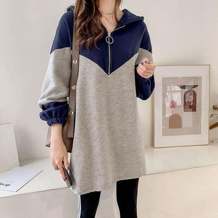 Autumn Thickened Warm Plus Size Hooded Sweatshirt Loose Casual Mid Length Pullover Top Comfortable
