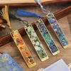 Bview Art 4pcs Van Gogh Inspired Gold Bookmarks - Hollow Metal Bookmark Set with Tassels for Readers Gifts