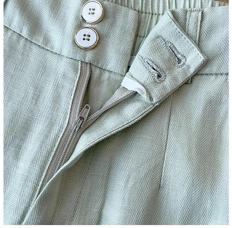 Khaki High-Waisted Wide-Leg Pants for Women - Spring/Summer 2025: Versatile, Slimming, Loose-Fit, Nine-Point Length