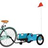 VidaXL Bicycle Trailer, Transport Cart with Hitch Bar, Bicycle Trailer with Flag for Luggage, Blue 94191