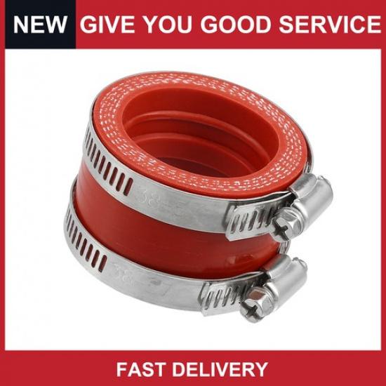 Universal 40mm ID Rubber Red Motorcycle Carburetor Adapter with Clamps Pack of 2