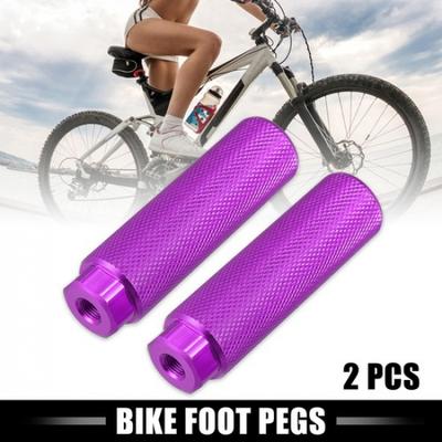 Pair Aluminum Alloy Rear Foot Pegs Purple for BMX Bicycle Fit 3/8 Inch Axles