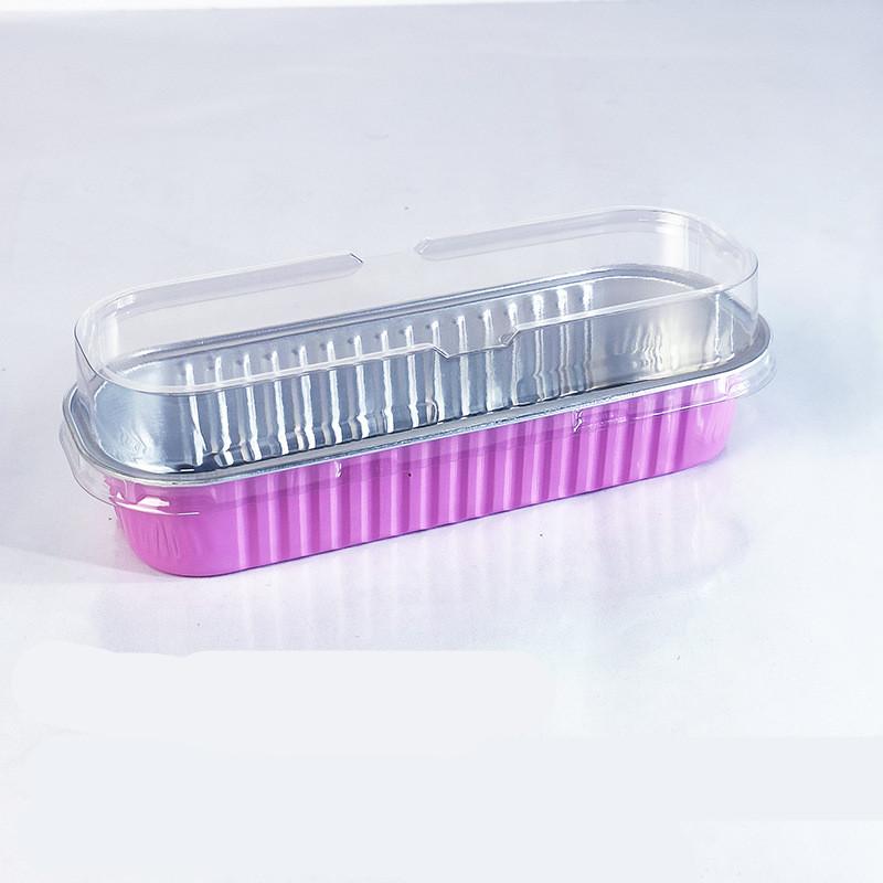 50Pcs Rectangular Baking Cups with Lids 200ml Aluminum Foil Ramekins Pan Dessert Cupcake Containers Wrappers for Party Wedding