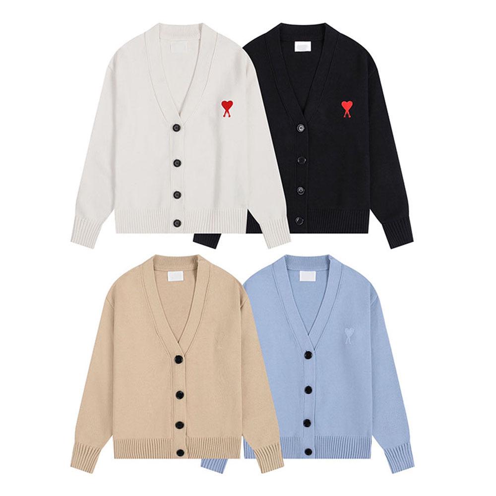 Klassischer Strick-Cardigan mit Herz-Stickerei - Unisex Lockerer Pullover