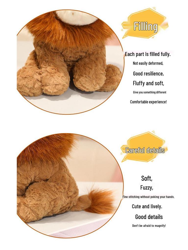 Pelúcia Leão Solar: Simulação de Zoológico Boneco Leãozinho para Crianças