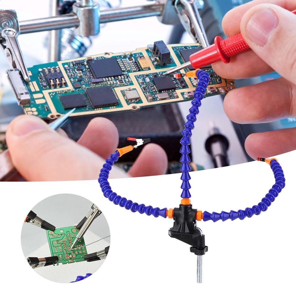 Flexible 3 Arms Soldering Holder Blue Multifunctional for Circuit Board Repairing and Fixing