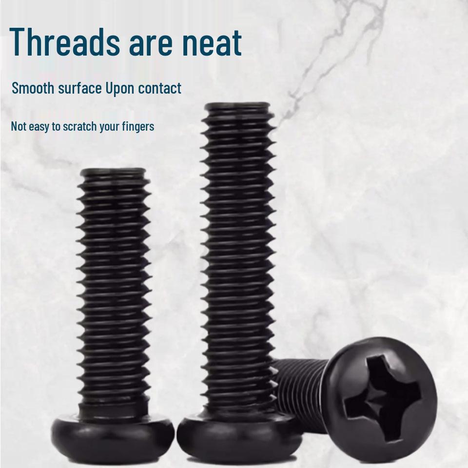 Black Plated Cross Pan Head Machine Screws for Electronics and Household Repair - Sizes M2 to M6