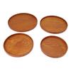 4pcs Wooden Tray Slip Resistant Spill Proof Durable Safe Multifunctional Round Serving Tray for