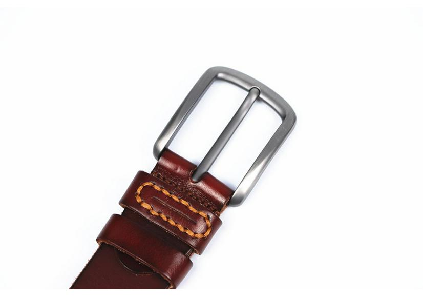 Men's Retro Genuine Leather Belt with Alloy Pin Buckle - Stylish and Versatile Cowhide Belt for Fashionable Looks