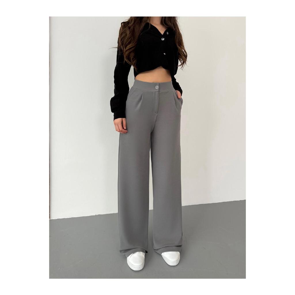 Woman Navy Blue Lycra Palazzo Set