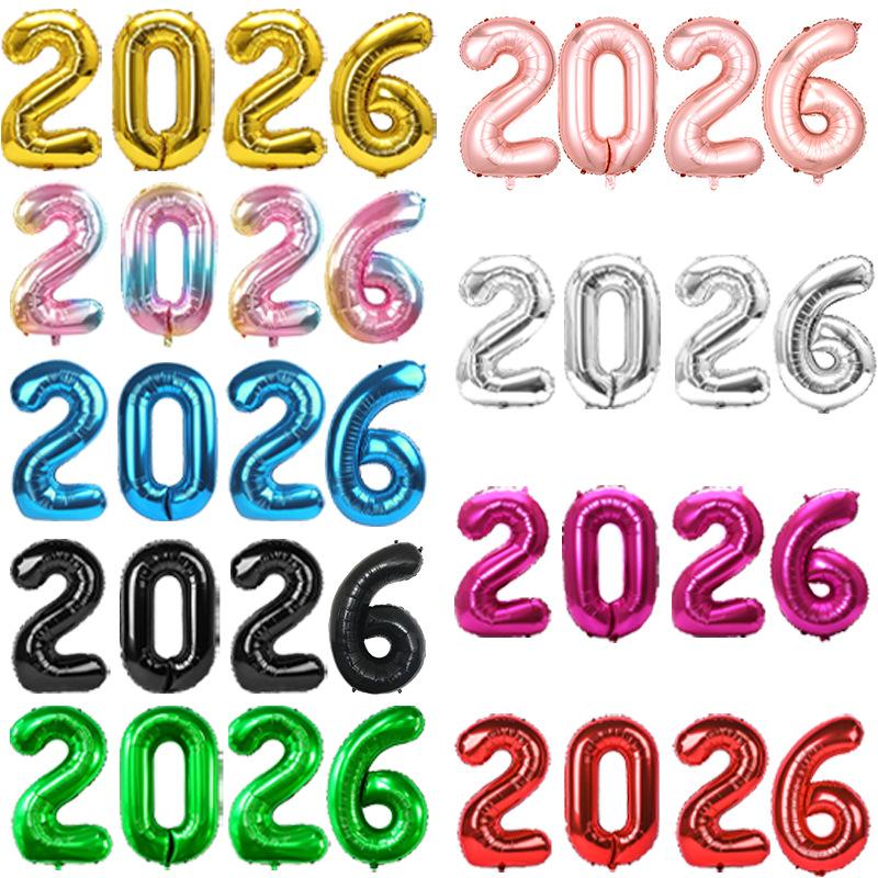 2026 Number Foil Balloons Happy  Year Eve Party Decoration Photo Booth Props Supplies Christmas Home Decor Navidad 2026