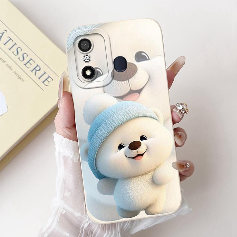For Itel A27 A48 A25 A35 A48 A60 A60s A70 A04 Case Aesthetic Cartoon Panda Rabbit Pattern Camera Protection Matte Soft Cover