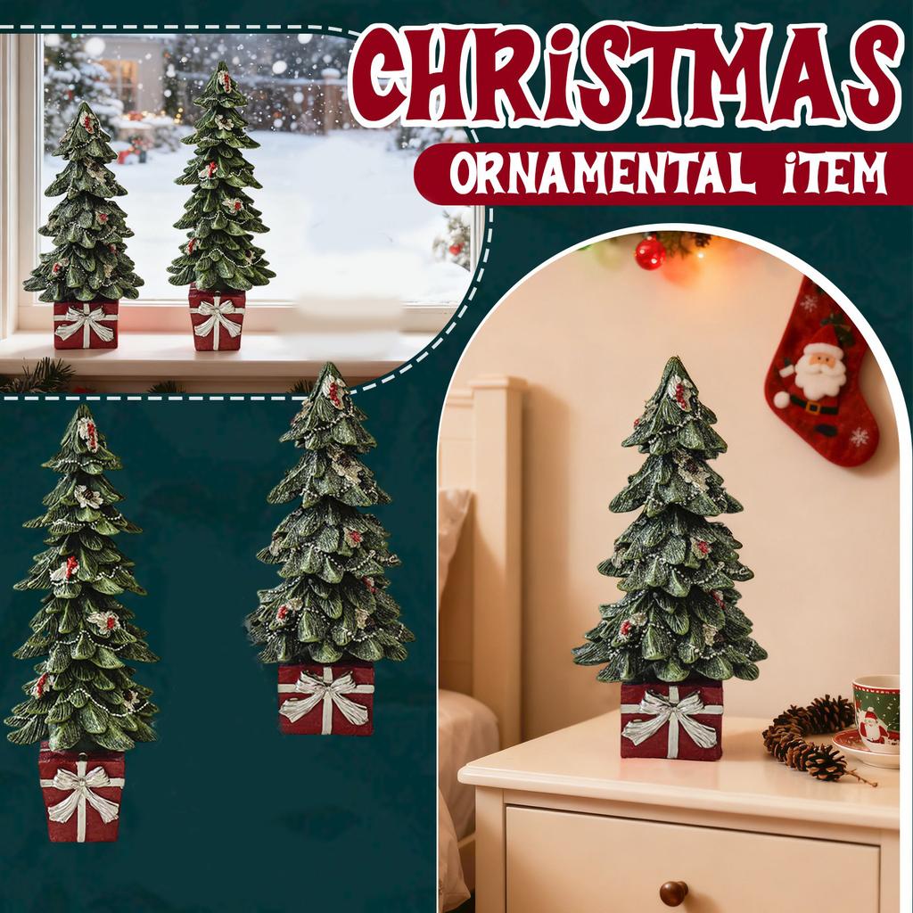 Christmas Resin  Desktop Small Ornament Rotating Christmas Tree Christmas Decoration