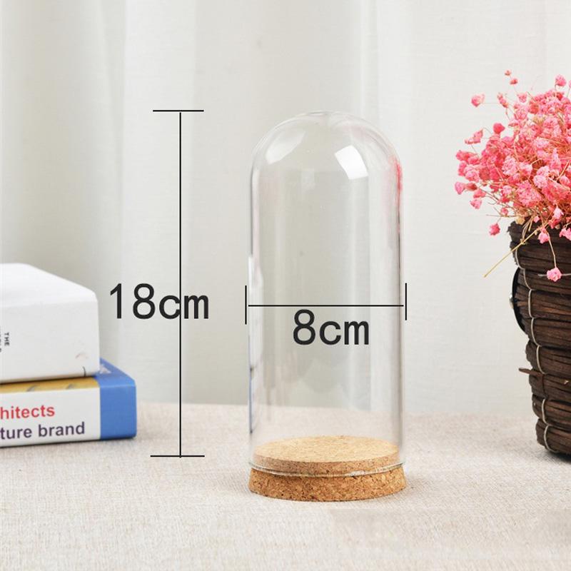 Flower Glass Cover Transparent Glass Dome Cover For Flower Succulent Plants Vase With Wood Cork Table Ornaments